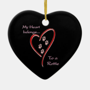 Adorno De Cerámica Rottweiler Heart Pertenece