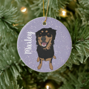 Adorno De Cerámica Rottweiler Mix Navidades