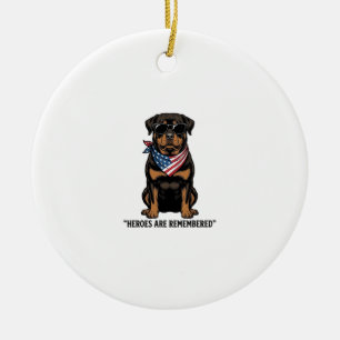 Adorno De Cerámica Rottweiler Patriótico Perro Héroe Diseño Vintage_1