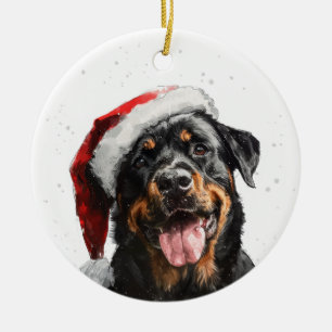 Adorno De Cerámica Rottweiler Perro Navidad Personalizado