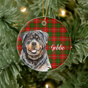Adorno De Cerámica Rottweiler perro personalizado acuarela