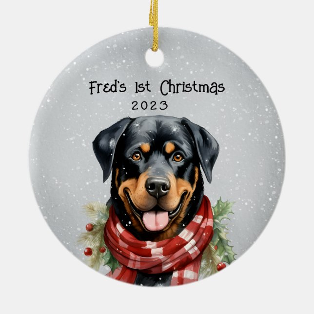 Adorno De Cerámica Rottweiler personalizado (Atrás)