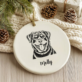 Adorno De Cerámica Rottweiler Personalizado Perro Navidad