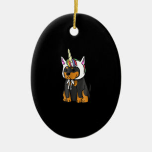 Adorno De Cerámica Rottweiler Unicorn Dog