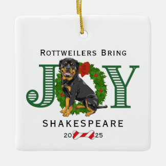 Adorno De Cerámica Rottweilers Bring Joy