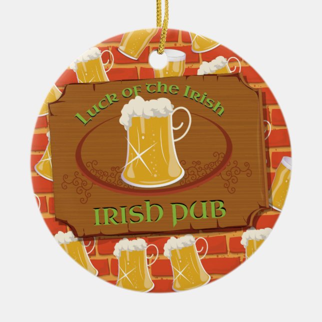 Adorno De Cerámica Rótulo de pub irlandés (Frente)