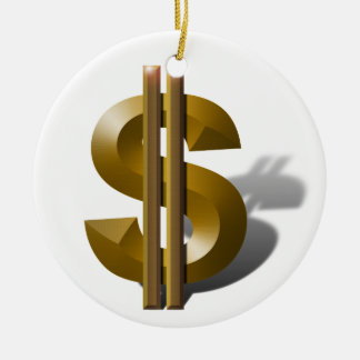 Adorno De Cerámica Rótulo del dólar dorado
