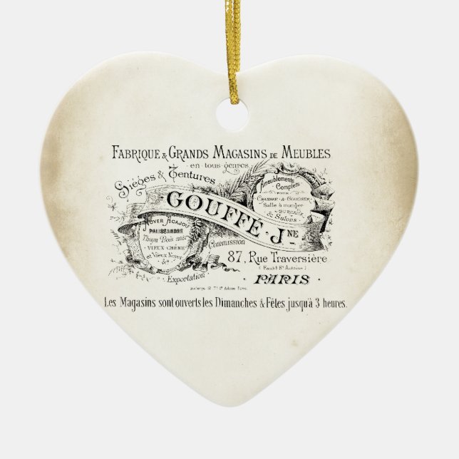 Adorno De Cerámica Rótulo francés del almacén grande (Frente)