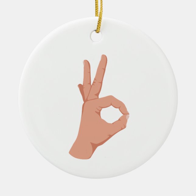 Adorno De Cerámica Rótulo OK Hand (Frente)