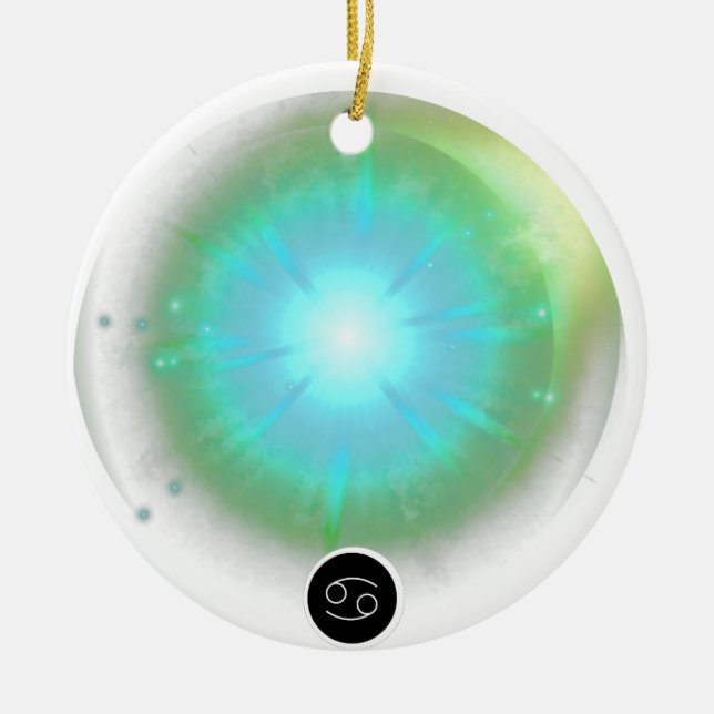 Adorno De Cerámica Rótulo Zodiaco moderno Cáncer Cita Elemento Agua (Frente)