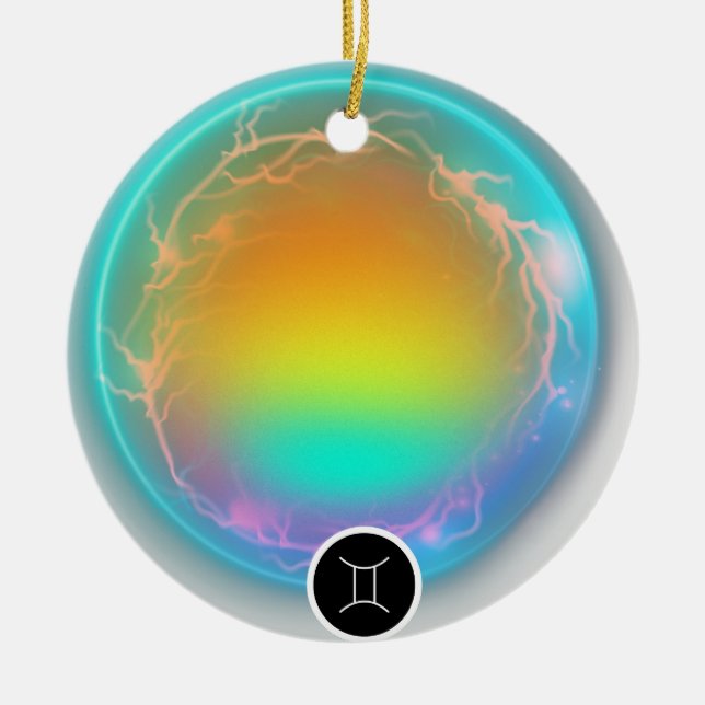 Adorno De Cerámica Rótulo Zodiaco moderno Elemento Aire De Cita Gemin (Frente)