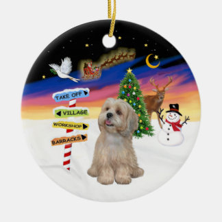 Adorno De Cerámica Rótulos de Navidad - Lhasa Apso (R2)