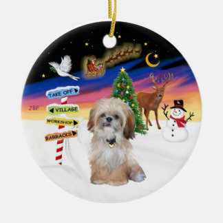 Adorno De Cerámica Rótulos de Navidad - Shih Tzu (P)