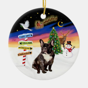 Adorno De Cerámica Rótulos navideños - Bulldog francés Brindle