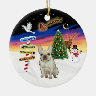 Adorno De Cerámica Rótulos navideños - Bulldog francés Fawn #1