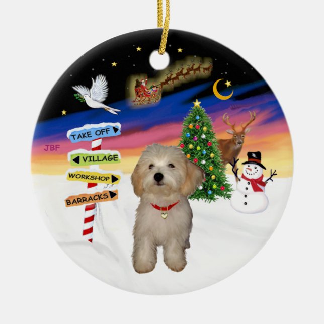 Adorno De Cerámica Rótulos navideños - Cachorro castrense (Frente)