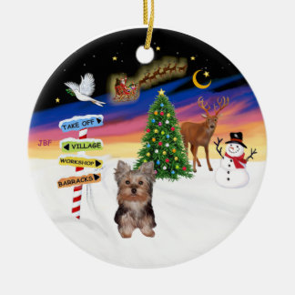 Adorno De Cerámica Rótulos navideños - cachorro de Yorkshire Terrier