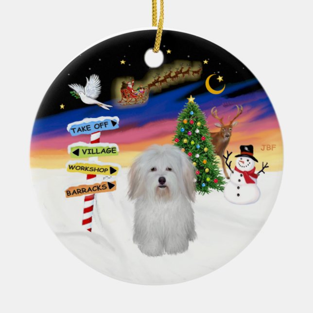Adorno De Cerámica Rótulos navideños - Coton de Tulear #3 (Frente)
