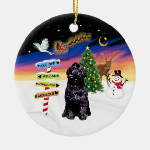 Adorno De Cerámica Rótulos navideños - Perro de agua portugués (Sit)