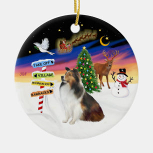 Adorno De Cerámica Rótulos navideños - Shetland Sheepdog (L)