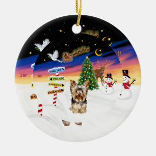 Adorno De Cerámica Rótulos navideños - Yorkshire Terrier #17
