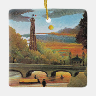 Adorno De Cerámica Rousseau - Seine y la Torre Eiffel