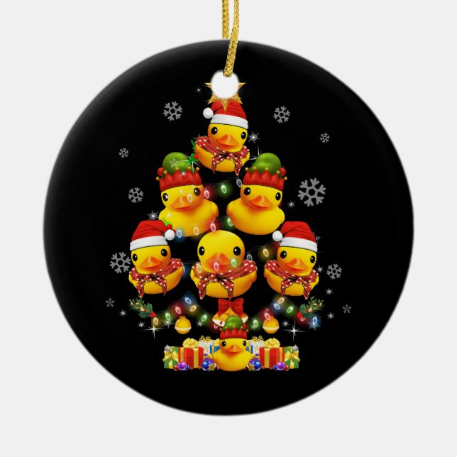 Adorno De Cerámica Rubber Duck Christmas Tree Xmas Light Rodeada D (Frente)