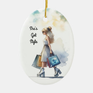 Adorno De Cerámica Rubia Con Estilo Chic Personalizado