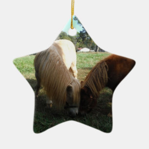 Adorno De Cerámica Rubia marrón" Caballos en miniatura "Dos pequeños