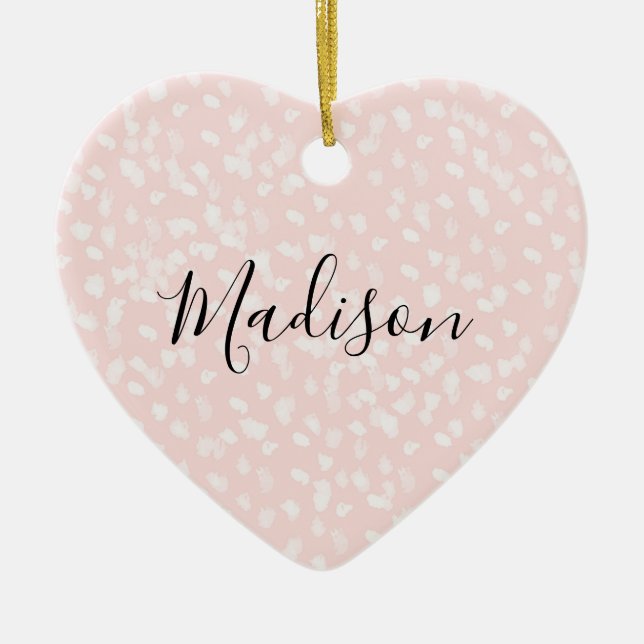 Adorno De Cerámica Rubor Pink White Spots (Frente)