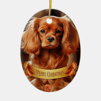 Adorno De Cerámica Ruby Cavalier King Charles Spaniel