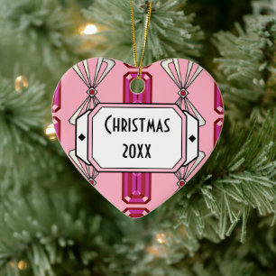 Adorno De Cerámica Ruby Deco Stripe