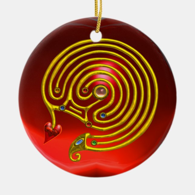 Adorno De Cerámica Ruby rojo HYPER LABYRINTH y zafiro azul (Frente)