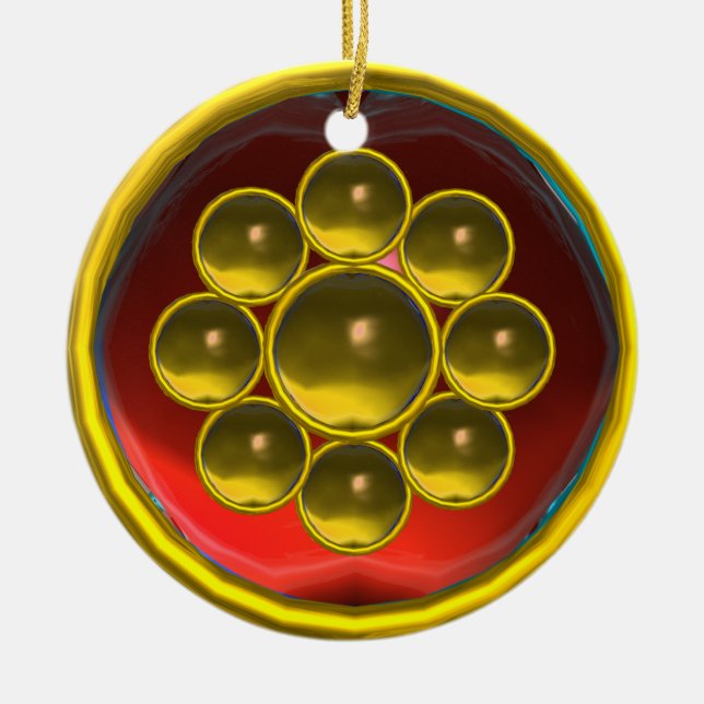 ADORNO DE CERÁMICA RUBY ROJO,MON DE GEMSTONE DE TOPAZ AMARILLO (Frente)