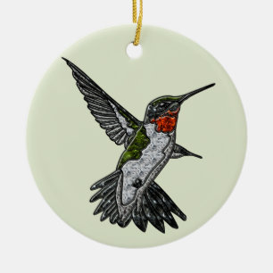Adorno De Cerámica Ruby Throed Hummingbird