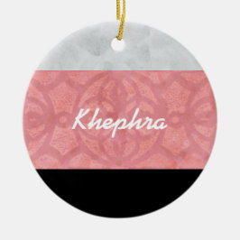 Adorno De Cerámica Ruddy Pink Batik Gray Watercolor Y Nombre