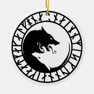 Adorno De Cerámica Rúdico Dire Wolf viéndose las carreras nórdicas