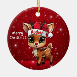 Adorno De Cerámica Rudolf Baby Deer, Fawn, Doe, Reindeer🦌 🎄