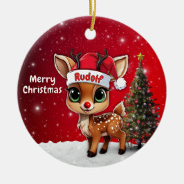 Adorno De Cerámica Rudolf Baby Deer, Fawn, Doe, Reindeer🦌 🎄