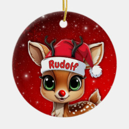 Adorno De Cerámica Rudolf Baby Deer, Fawn, Doe, Reindeer🦌 🎄