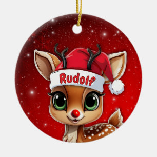 Adorno De Cerámica Rudolf Ciervo Bebé, Cria, Cierva, Reno🦌 🎄
