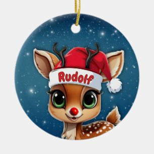 Adorno De Cerámica Rudolf el reno de nariz roja🦌 🎄