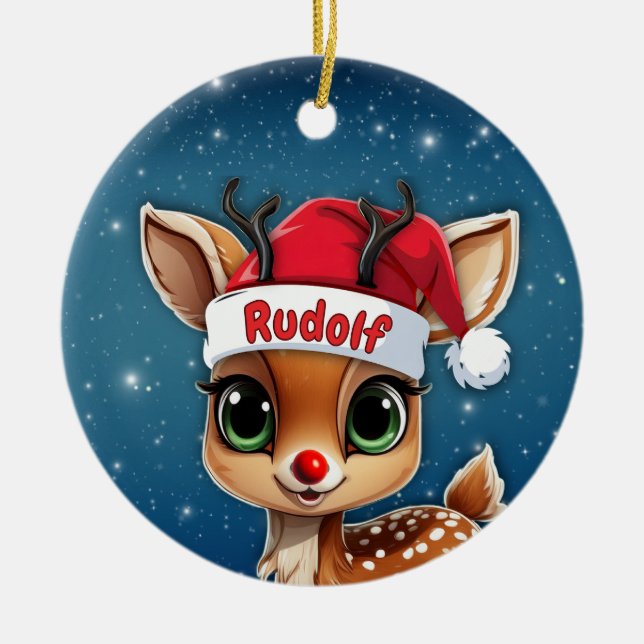 Adorno De Cerámica Rudolf the red nose Reindeer🦌 🎄 (Frente)