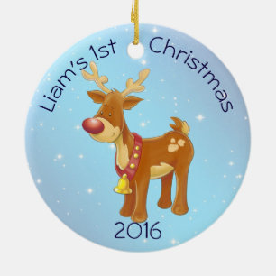 Adorno De Cerámica Rudolph lindo para el 1r navidad del bebé