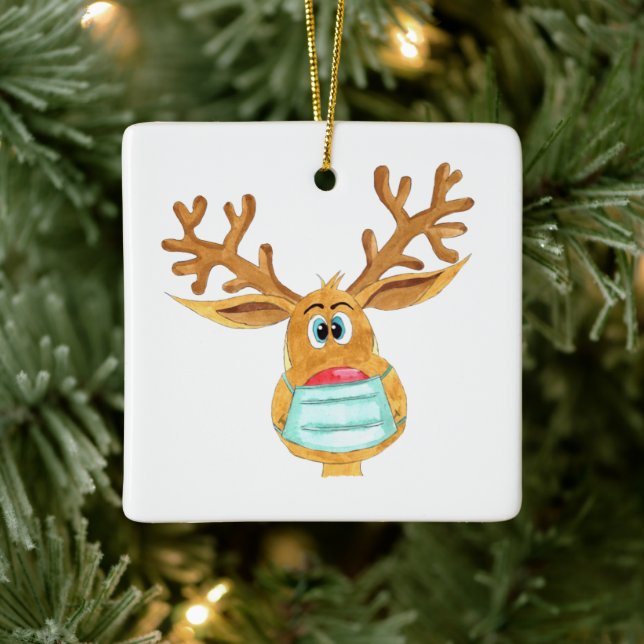 Adorno De Cerámica Rudolph the Face Masked Reindeer (Árbol)