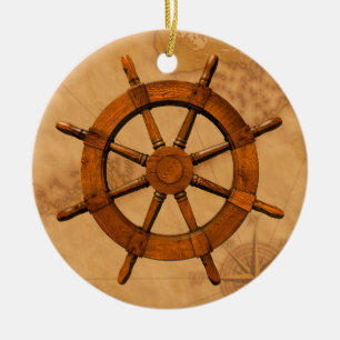 Adorno De Cerámica Rueda de madera de la nave