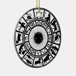 Adorno De Cerámica Rueda de zodiaco vintage