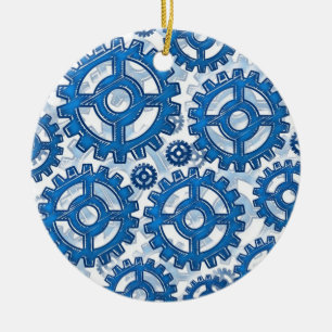Adorno De Cerámica Ruedas de engranaje azules