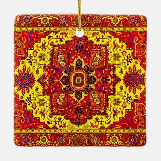 Adorno De Cerámica RUG PERSA - Rojo y Amarillo (Reverso)