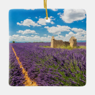 Adorno De Cerámica Ruina en campo de lavanda, Francia